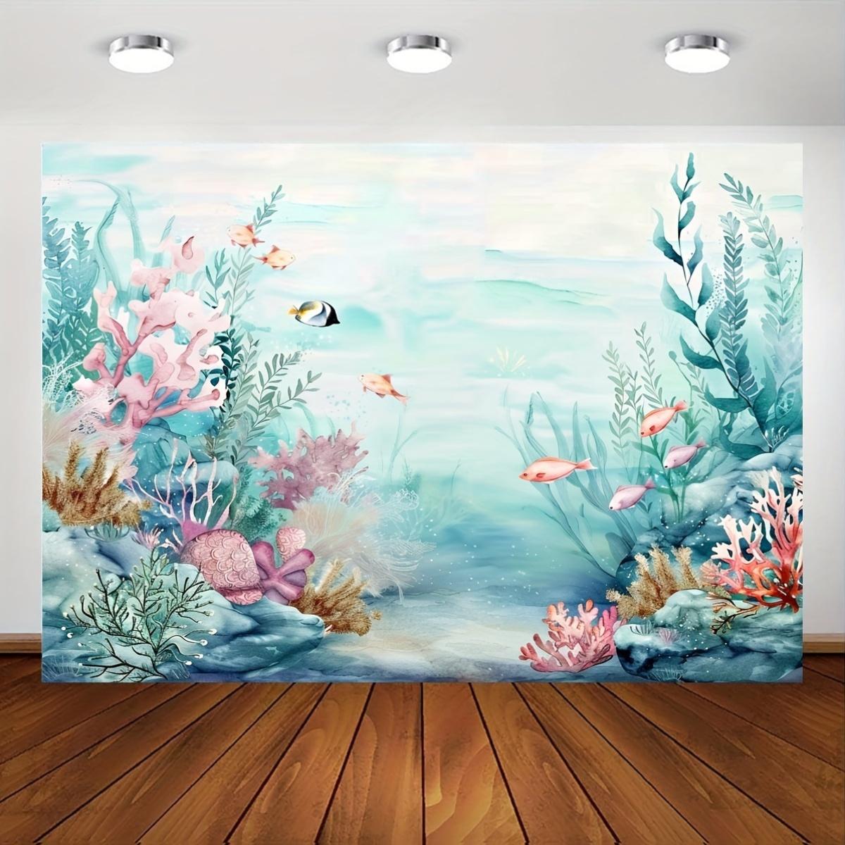 Marine-themed polyester background, suitable for famous parties: photography of marine life scenes, no power supply 100x150cm