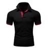 Male Casual Polo Shirts Fashion Contrast Color Design Turn-down Collar Comfortable Tops Slim Fit Short Sleeve Tees