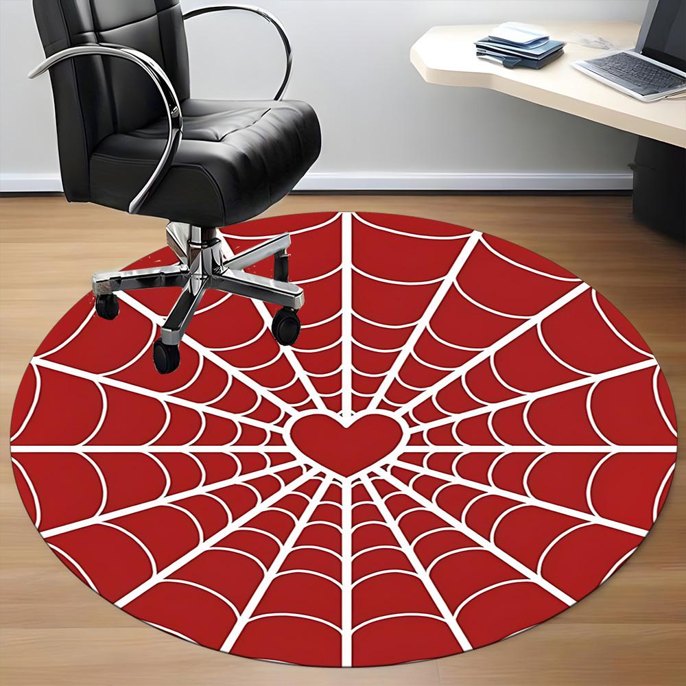 1pc Spider Web Heart Office Round Area Rug, Indoor Mat Suitable ForOffice, Under Office Chairs Bedroom Living Room Home Decor, D139