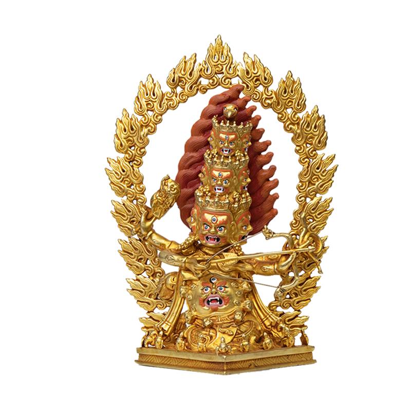 

Copper gilding carving Rahula buddha statue Tibet buddhism Nyingma Dharma God sculpture Large size,24cm