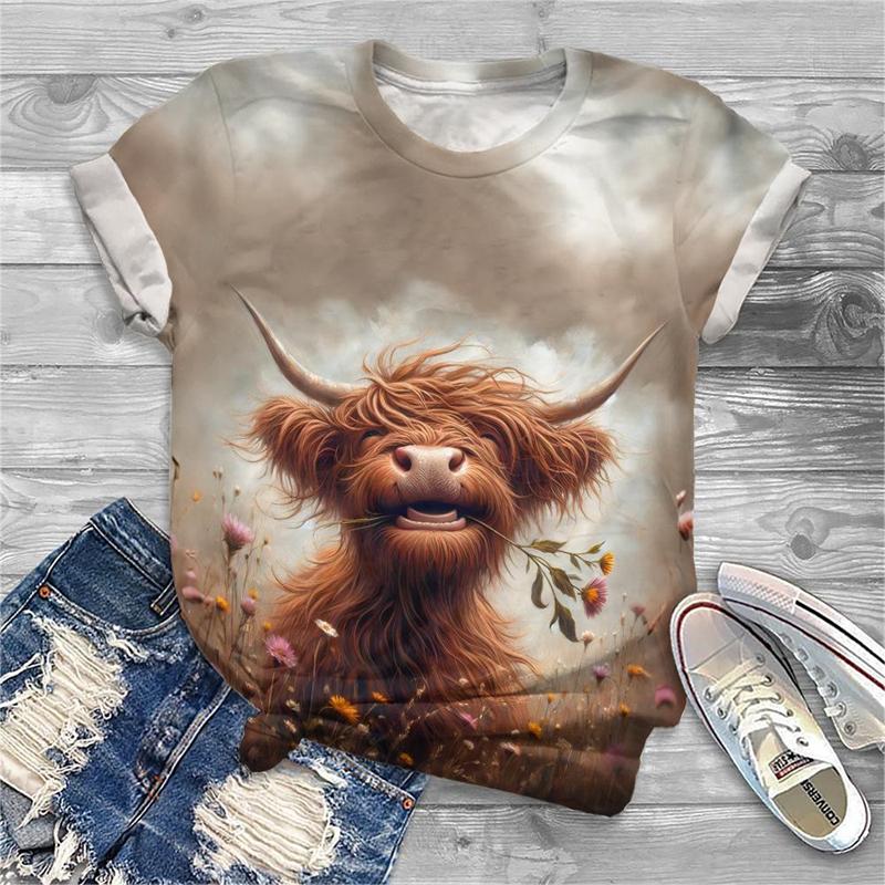 Fashion Animal Cow 3d Print T-shirt Women Fashion Short Sleeve Tshirt Girls Kawaii T Shirt Clothes Female 2000s Y2k Tops