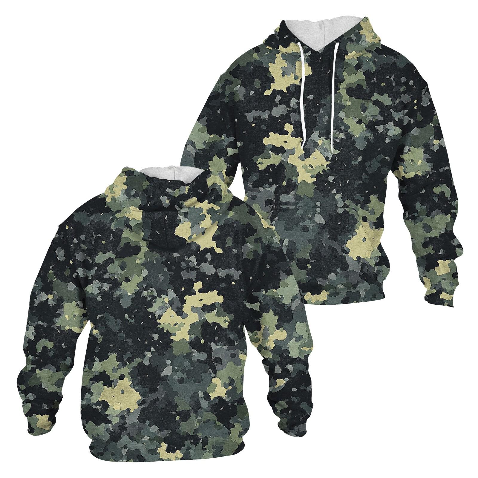 

Мужская повседневная модная толстовка с длинным рукавом и капюшоном с карманом и мелким принтом XL тёмно-синий