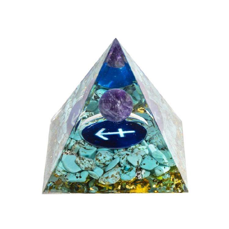 12 Zodiacs Orgone Crystal Pyramid,Amethysts Obsidians Healings Crystals Pyramid Constellations Pyramid for Money Health