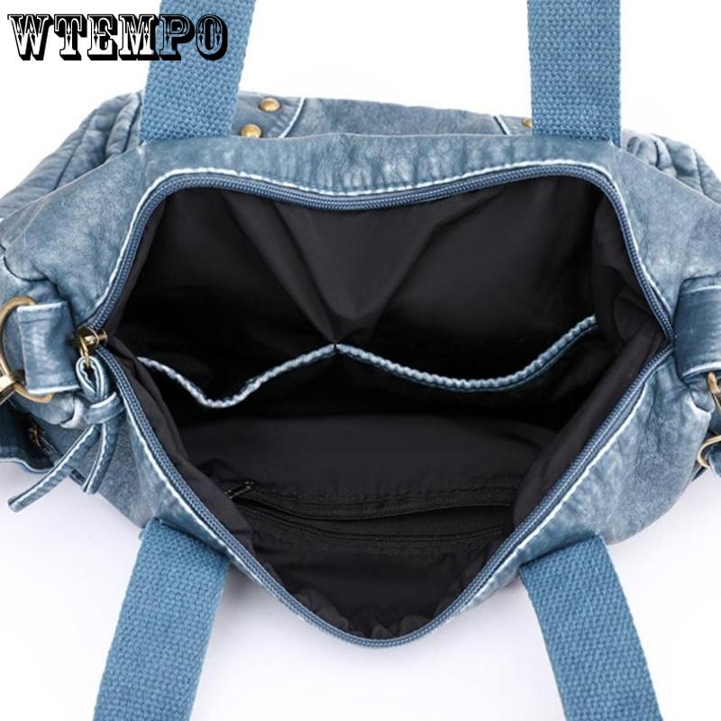 WTEMPO Retro sepraná kožená kabelka Módní Velkokapacitní vícekapsová Tote Bag Women