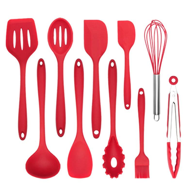 10/11Pcs Silicone Cooking Utensils Set Heat Resistant Turner Spatula Spoon Shovel Oil Brush BBQ Clip Kitchen Utensils Cookware