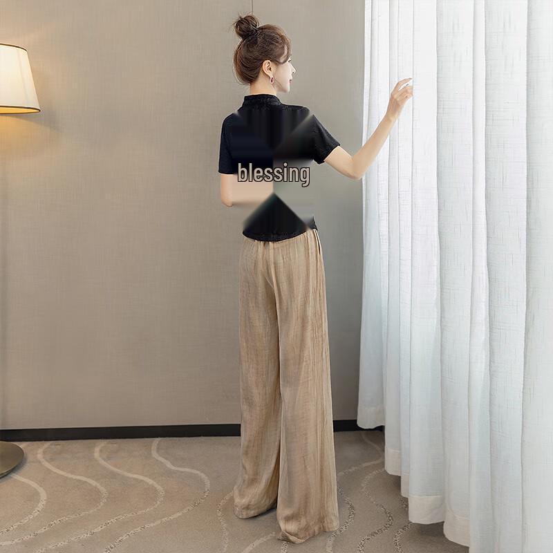 Women's Retro Chinese Style Jacquard Stand Collar T-Shirt