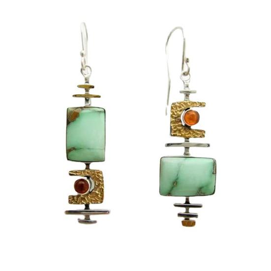 

1 пара женских сережек-крючков, бирюзовая коллекция, декоративные, прочные, антикоррозийные, в винтажном стиле, креативный геометрический