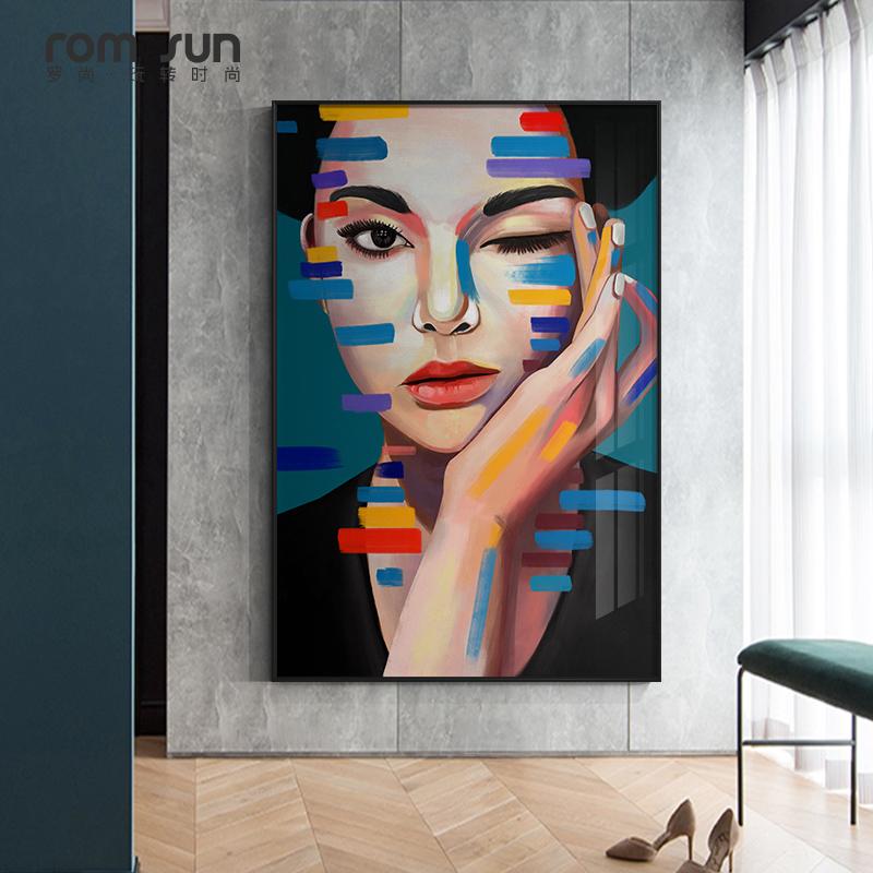 Bunte Frau Abstrakte Malerei Zeitgenössische Figur Kunst Porträt Poster Druck Wand Kunst Bilder Wohnzimmer Nordic Home Decor
