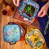 Hand-painted Bohemian Ceramic Baking Dish Square with Handles For Pasta and Desserts Suitable for Oven and Microwave.