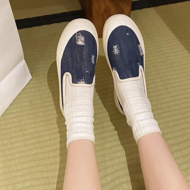 

Мода 2024 года, женские туфли с глубоким носком и цветными блоками, с круглым носком, вулканизированные туфли, повседневная мода, удобные, с толстой подошвой, женские, вулканизированные 35