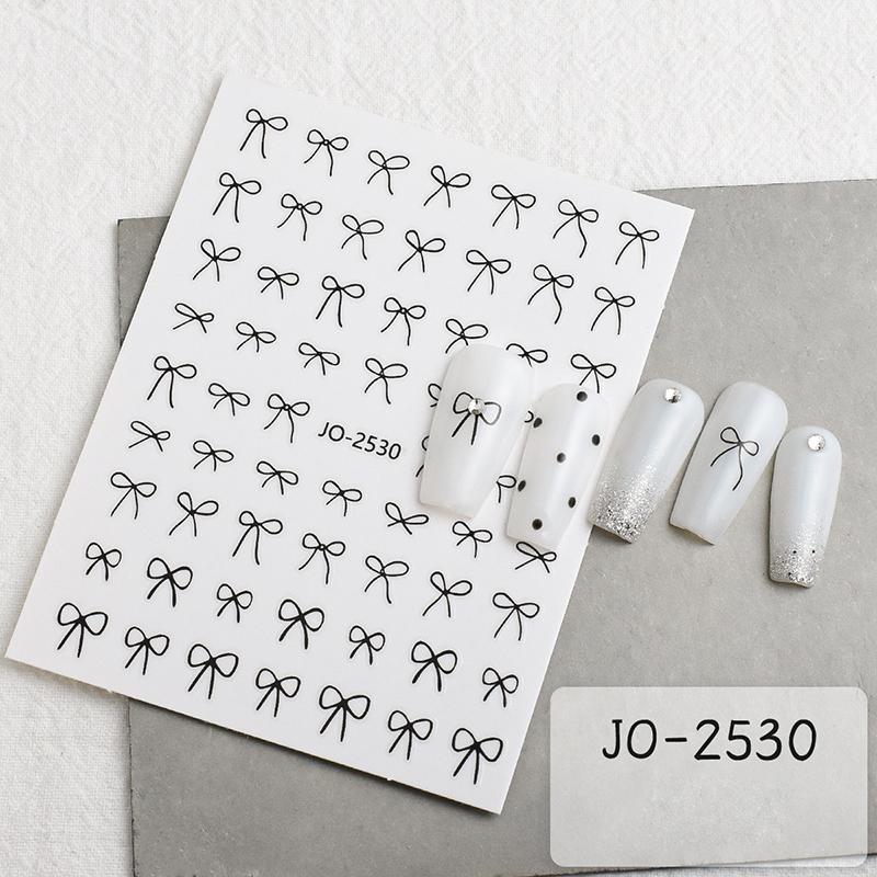 

Минималистичные наклейки для дизайна ногтей с бантиками, ультратонкие самоклеящиеся наклейки чёрный