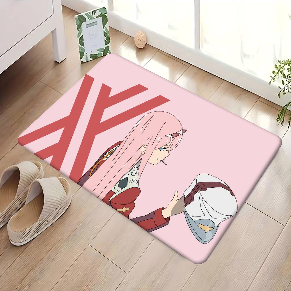 Anime Zero Two Rubber XXL PC Bathroom Mat Anti-slip Absorb Water Long Strip Cushion Bedroon Mat Welcome Doormat