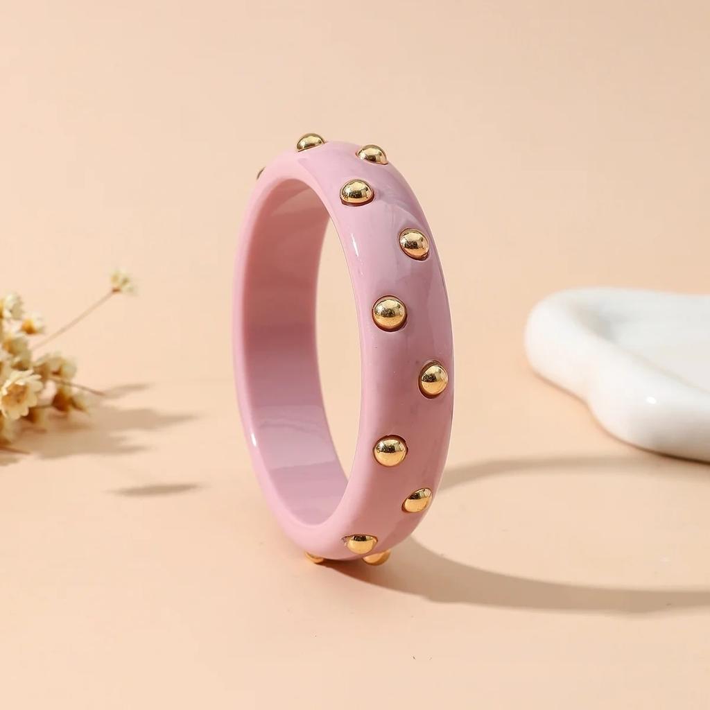 DIEZI 8 Colors Fashion Round Geometric Acrylic Resin Bangles Exaggeration Chunky Wide Bangles Bracelets For Women Men Jewelry