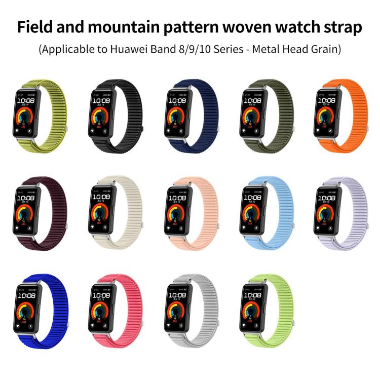 Woven Nylon Hook And Loop Watch Band for Huawei Band 10/9/8, Ergonomic Comfort Adjustable Replacement Strap, Easy Install, Strap Only