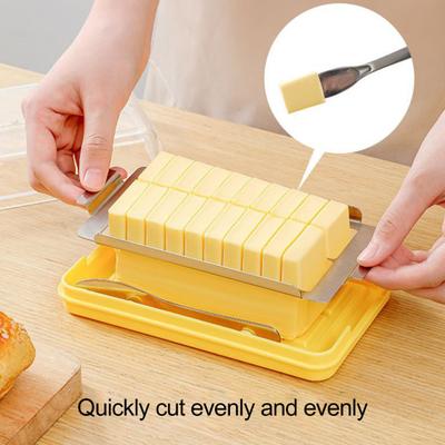 Butter Slicer Box Plastic Butter Cutter Dish with Transparent Lid for Counter Top Refrigerated Butter Container DIY Baking Butter Dish Box with