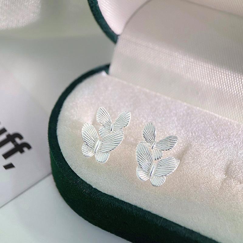 Girl s Fresh Agile Double-layer Butterfly Earrings 1 pair