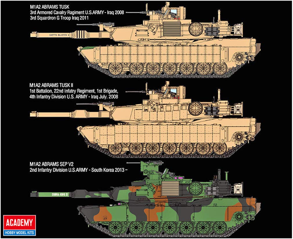 Academy Scale US Army M1A2 Abrams TUSK2 Plastic Model Kit 13298 1/35