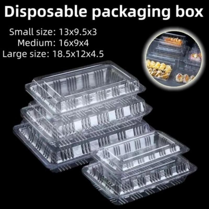 100Pcs Disposable Packaging Box Tight Seal Crush Resistant Transparent Food Container One-Time Packaging Box
