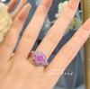 Bird‑Nest Cut Full‑Pavé Ring Royal‑Style Rose Gradient Pink Zircon Medieval Old‑Money Super Sparkling Starry Decor Finger Ring
