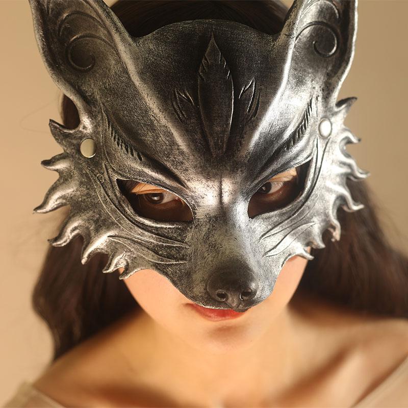 Djur Maskeradmask för Kvinnor Män Fest Bal Ansiktsmask Räv Kostym Rekvisita Maskeradkläder Halloween Cosplay Karneval Mask