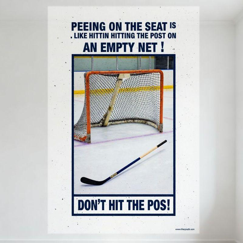

Hockey Net Empty Net Humor Peeing On Seat Metal Tin Sign - Cautionary Vintage Wall Plaque for Home Bar Cafe Man Cave Decor 20x30cm（7.8x11.8inch）