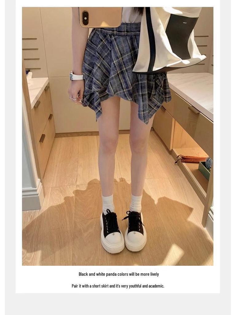 Grape Mom's Style White Canvas Shoes - Women's Lace-Up, Large Round Toe, 7cm Thick Sole, Height-Increasing, Casual Autumn/Winter Footwear