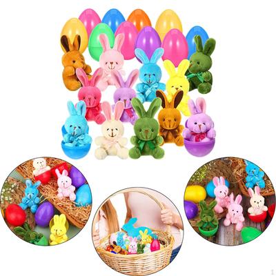 12Pcs Prefilled Easter Eggs with Plush Bunny Toys,Stuffed Animals Rabbits Present Indoor Basket