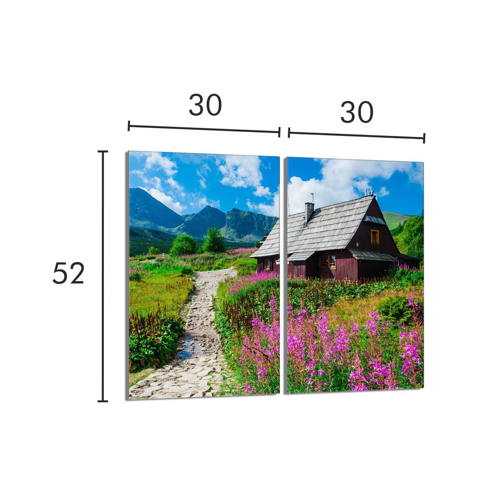 Szklana płyta ochronna na kuchenkę 2x30x52 Góry