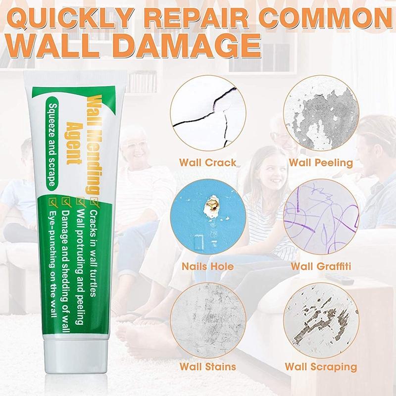 NEW-2 Pack Wall Mending Agent, Drywall Repair Kit With Wall Surface Repair Scraper And Tips,Adhesive Drywall Repair Putty