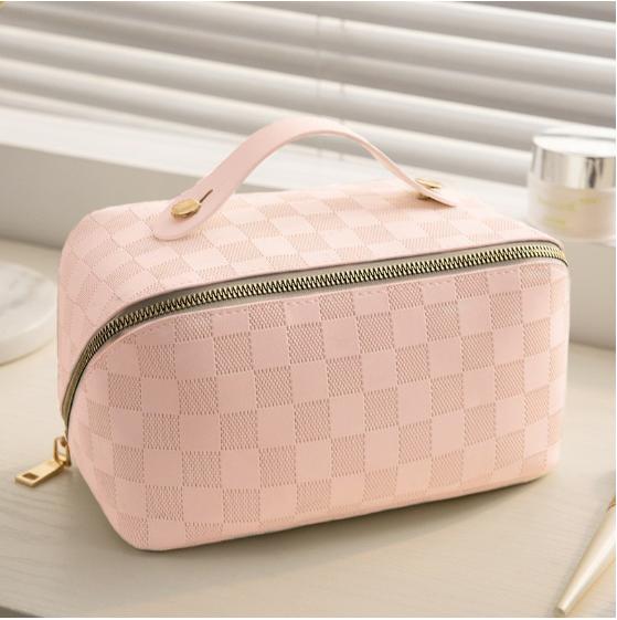 Custom Makeup Bag Portable PU Leather Waterproof Toiletry Pouch Travel Make up Bag Multifunctional Brush Cosmetic Bag for Women