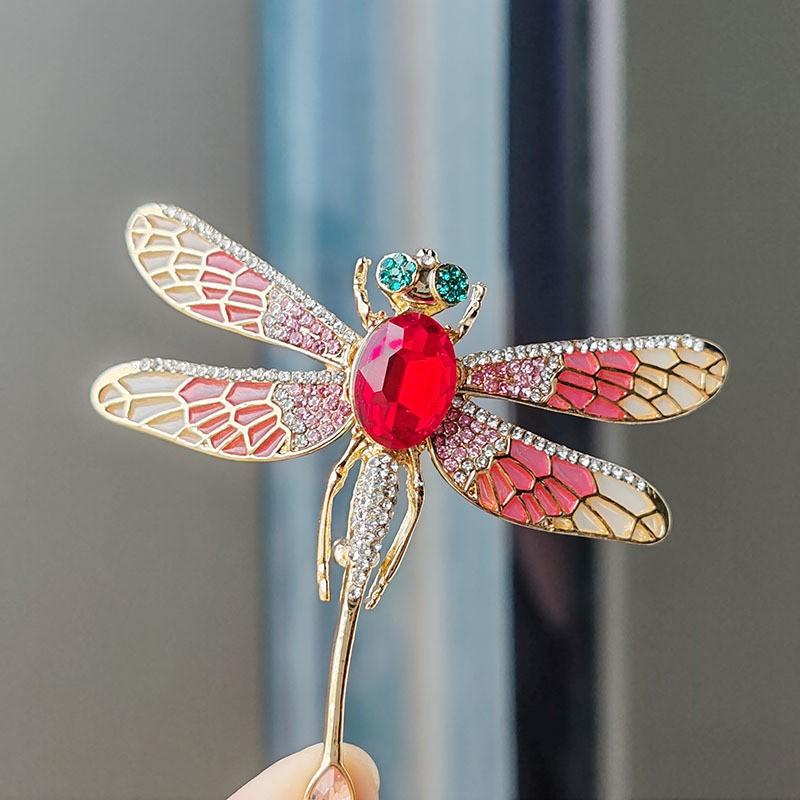 Vintage Rhinestone Dragonfly Brooches For Women Luxury Animal Insects Brooch Pins Clothes Suit Party Accessories Jewelry Gifts