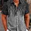 Stylish Retro Textured Gradient Print Men's Large Size Button Pocket Short Sleeve Shirt