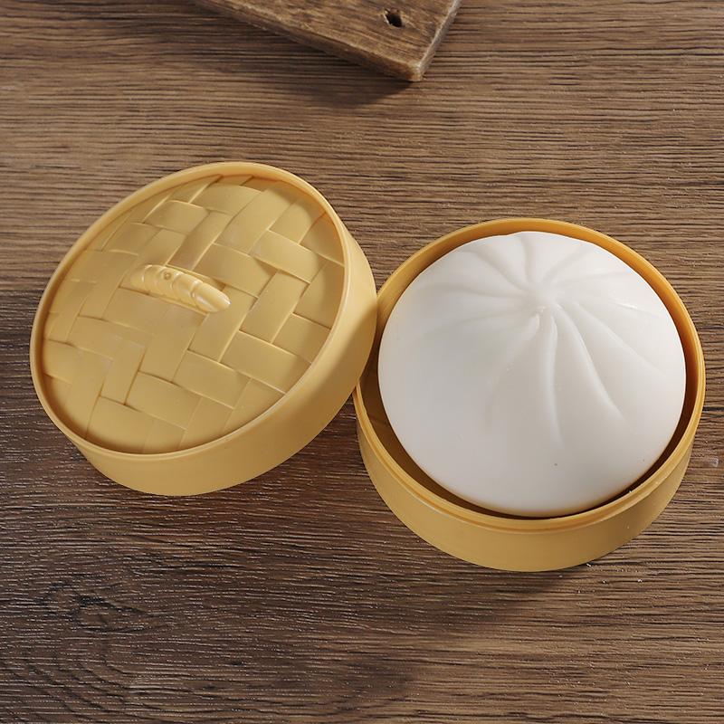 Squeeze Fun Dumpling-shaped Stretchy Toys with Steamer Soft Stress Relief Squeeze Ball Kids Birthday Party Favors Christmas Gift