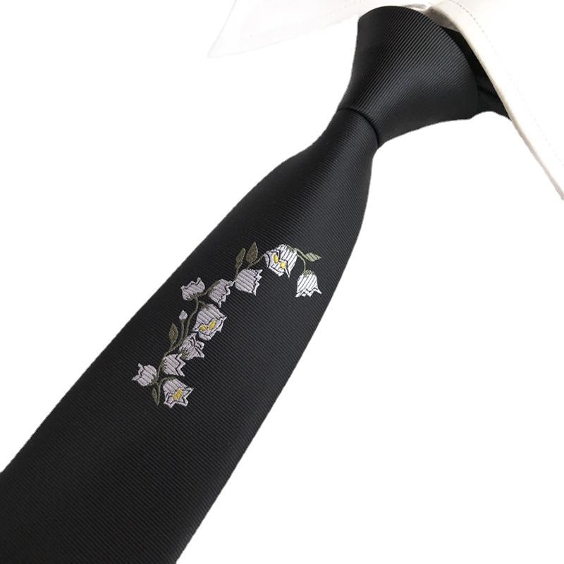 6cm Width Men Tie Embroidered Rose