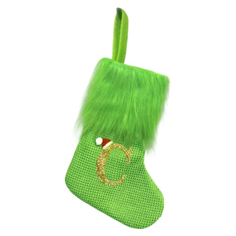 

Holiday Sock Durablility Hanging For Candy Gifts Holder Festival Decoration Classical Christmas Letter Knitted Stocking