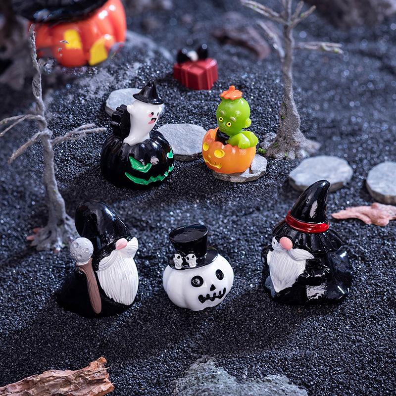 1Pc Wizard Ghost Pumpkin House Figurines Resin Ornaments Halloween Decorations Micro Landscape Ornament Diy Desktop Decor