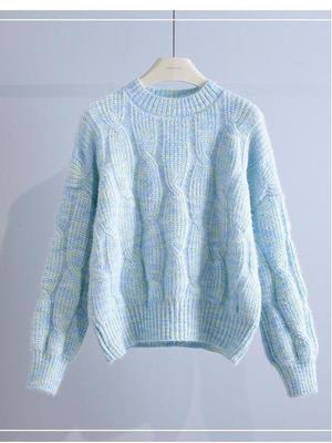2023 Autumn/Winter Women's Cozy Round Neck Twisted Sweater - Korean Casual Loose Knit Pullover