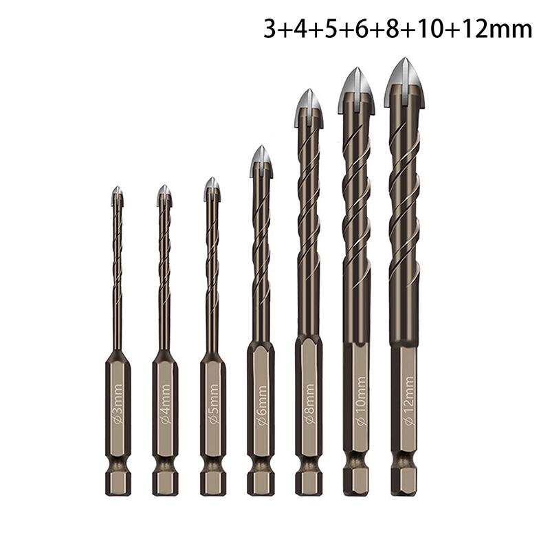 3-12Mm Cross Hex Tile Drill Bits Set For Glass Ceramic Concrete Hole Opener Brick Hard Alloy Triangle Bit Tool Kit Metal Drill