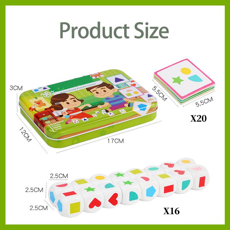 Kid Geometric Dice Set Board Memory Games Shape Colour Matching Sorter Stacking Blocks Montessori Puzzle Sensory Boy Toy Gift