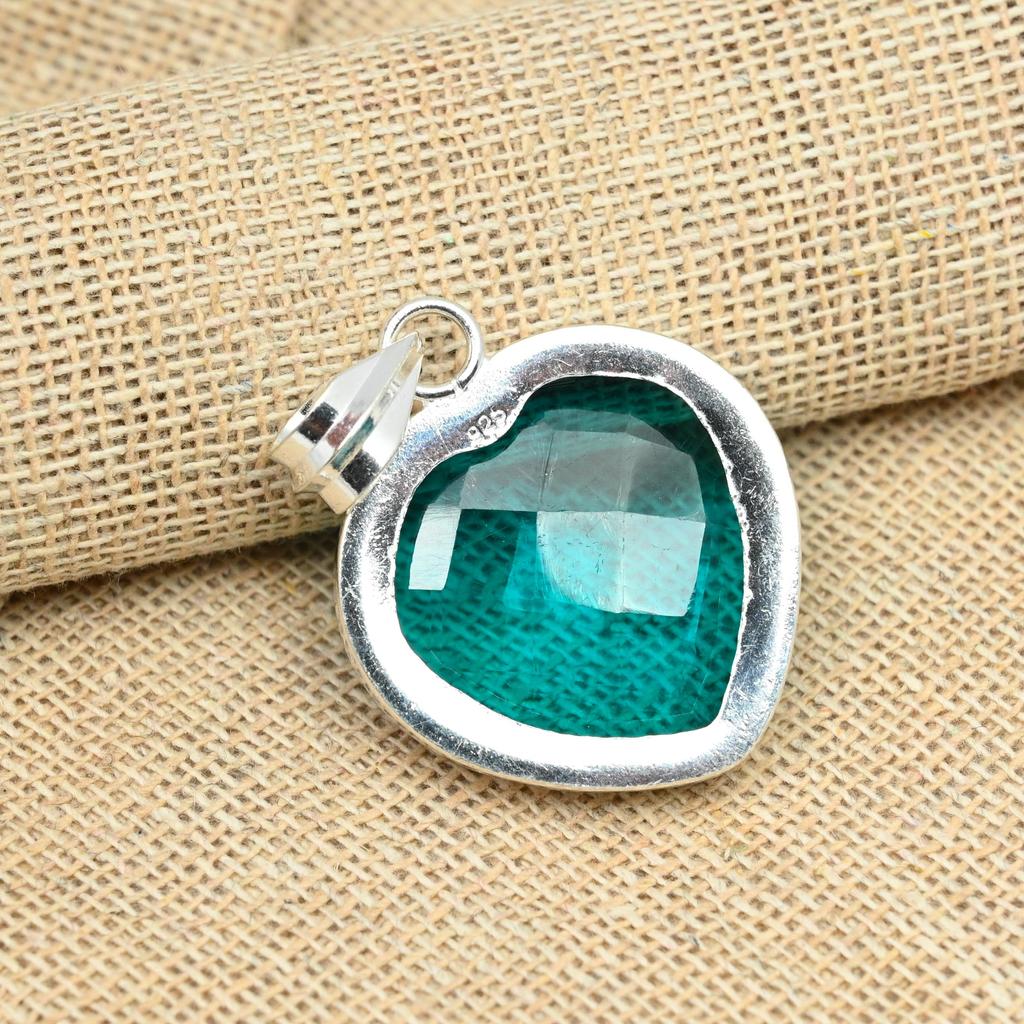 Aqua Apatite Gemstone 925 Solid Sterling Silver Handmade Jewelry Wedding Gift Pendant