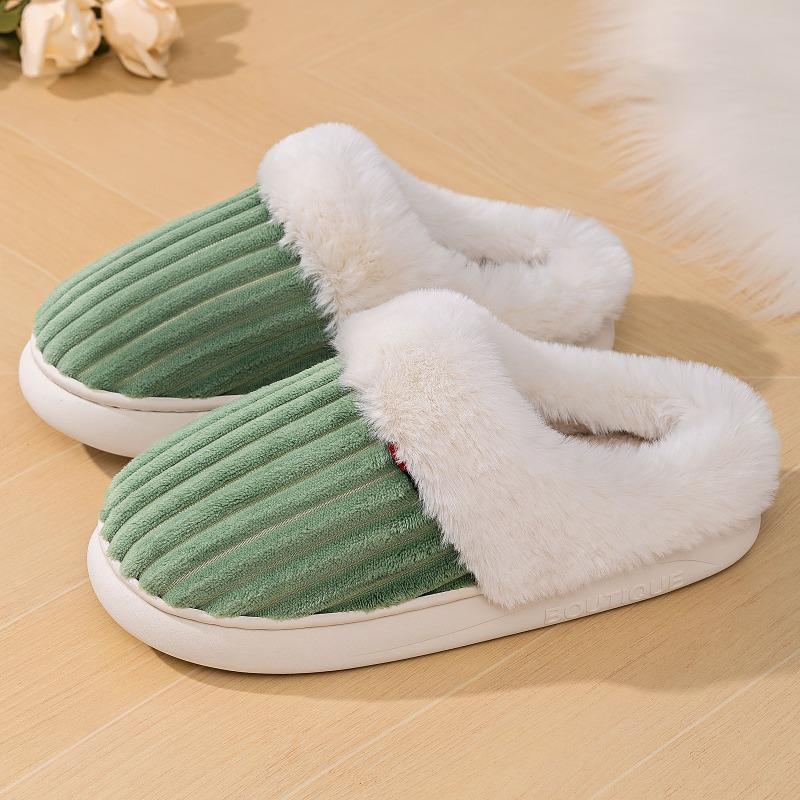 Cotton Shoes for Warmth, Indoor Anti-slip, Soft-soled Fleece Slippers for Women