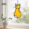 Retro Style Cat Decoration Acrylic Pendant, with Metal Hanging Chain, Stained Glass Effect Rental Friendly Window Decor Pendant Decoration,