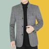 "Men's Woolen Stand Collar Jacket for Spring, Autumn, and Winter - Business Casual Middle-Aged Coat"