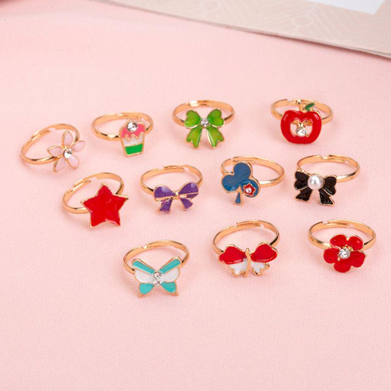 Adjustable Flower Animal Ring 36 Pcs Kawaii Cartoon Children Rings Gift for Kids