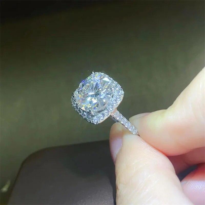 Bagues en moissanite carrées de 5 carats et 11 mm pour femmes, alliance de mariage en diamant simulé scintillant de couleur D, bijoux en argent sterling 925