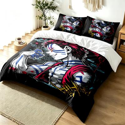 Akaza Demon Slayer 3pc Duvet Cover Set Simple Modern Bedding Set Wrinkle Resistant Soft Fabric All Season Use a Perfect Gift