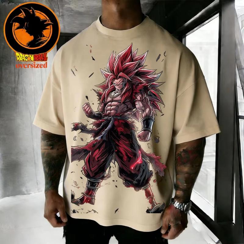 2026 Summer Dragon Ball Series Retro Pure Cotton Mens Tshirt Wukong Printed Oversized Casual Shirt Unisex Parentchild Suit