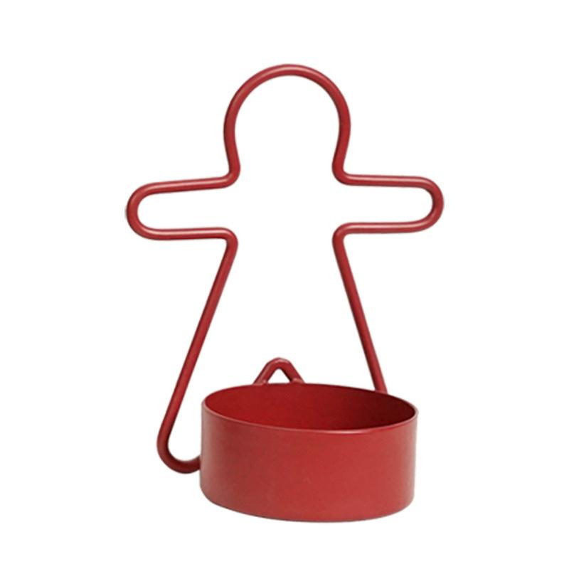 Red Green Candle Hplder Gingerbread Man Candlestick Mini Iron Christmas Candlestick