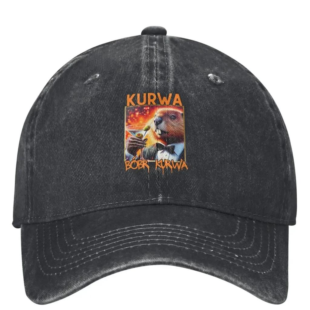 Kurwa Bobr Kurwa Beaver Baseball Cap Cute Animal Vintage Tennis Skate Dad Hats Unisex Teens Casual Sun-Proof Baseball Caps