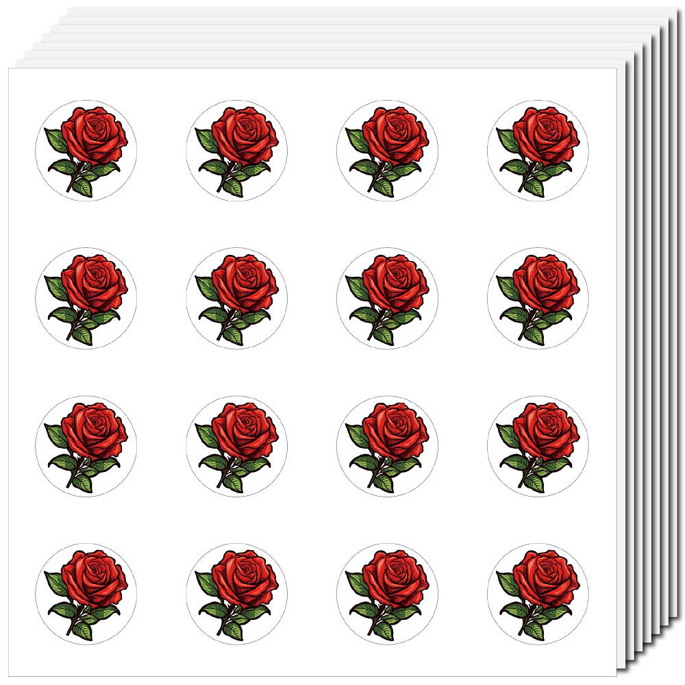 8 Sheets Plastic Waterproof Self-Adhesive Picture Stickers Round Dot Cartoon Decals for Kid's Art Craft June Rose 150x150mm Sticker: 25mm